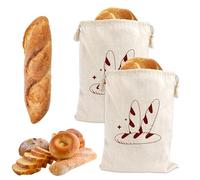 Reusable Bread Bags - 2 Pack Eco-Friendly Loaf Bags for Homemade Bread Storage, 38x28 cm