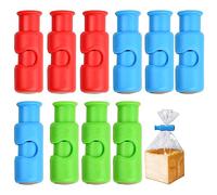 Reusable Bread & Food Bag Clips - Easy Squeeze & Lock, Collection Set of 10, 3 Colors