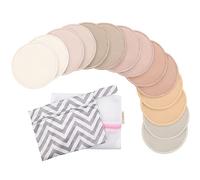 Reusable Breast Pads for Breastfeeding, 14-Pack - 4-Layers Reusable Nursing Pads for Breastfeeding - Washable Breast Pads - Organic Bamboo Breast Pads Maternity - Nipple Pads (Neutrals, Large 12cm)