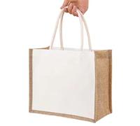 Reusable Burlap Tote Shopping Bag Portable Grocery Canvas Bags Large Capacity Female Handbags For shopping and travelling(37x26x14cm)