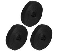 Reusable Cable Straps 3 Rolls Hook and Loop Cable Ties for Cables | Black PP Polyester Build, Easy Open Close Fastening, Organise Speaker Leads, Tools Bundles in Studio Office