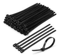 Reusable Cable Ties 100 Pack, Black Nylon Zip Ties with Release Buckle, 200 x 7.5 mm Reusable Zip Ties for Cable Management, Home, Office, Garden and Workshop