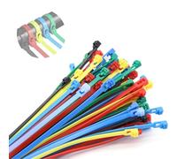 Reusable Cable Ties, 100 Pcs Coloured Cable Ties 200mmx4.8mm Nylon Zip Tie Multi-Purpose Plastic Tie Wraps, Secure Self-Locking Mechanism for Home, Office, Cables, Wires, Garden, DIY Projects
