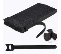Reusable Cable Ties Black, 100 PCS Adjustable Hook and Loop Cable Straps, Tidy Fastening Strap for Headphones PC Wire USB Data Cables Organizer