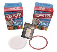 Reusable Canning Lids Bundle Includes 24 Regular Mouth Tattler Lids and Rings and 24 Dissolvable Sunivale Jar Labels For Use With Hot Water Bath, Vacuum Sealer and Pressure Canning Methods Made in USA