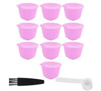 Reusable Capsules Set Refillable Coffee Filter Cup Pod for Dolce Gusto Coffee Machine (10 Cups + 1 Spoon + 1 Brush)