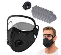 Reusable Carbon Filter Dust Mask with Adjustable Goggles,with 10 Filters and 2 Valves,Safety Chemical Half Respirator Face Shield,for Woodworking,Painting,Gas,Epoxy Resin,Organic Vapors,Spraying (A)
