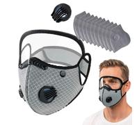 Reusable Carbon Filter Dust Mask with Adjustable Goggles,with 10 Filters and 2 Valves,Safety Chemical Half Respirator Face Shield,for Woodworking,Painting,Gas,Epoxy Resin,Organic Vapors,Spraying (B)