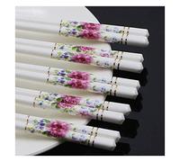 Reusable ceramic chopsticks, solid wood gift box packaging, suitable for family dinner, restaurants, Chinese, Japanese, Korean and any Asian style food (5 pairs