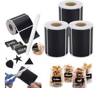Reusable Chalkboard Labels 120pcs with Chalk Pen - Waterproof, Erasable Blackboard Stickers for Kitchen, Pantry, Jars & Organization, Easy Write & Wipe, Removable PVC Stickers (A-3Roll/360Pcs)