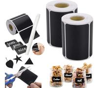 Reusable Chalkboard Labels 120pcs with Chalk Pen - Waterproof, Erasable Blackboard Stickers for Kitchen, Pantry, Jars & Organization, Easy Write & Wipe, Removable PVC Stickers (A-2Roll/240Pcs)