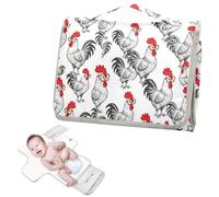 Reusable Changing mat with Tissue Pocket Chicken Rooster Red Bandanas Diaper mat Changing pad Travel for Moms, Dads cambiadores de pa?ales para Bebes