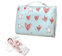 Reusable Changing pad Baby with Tissue Pocket Changing Pads for Changing Table for Moms, Dads- Red Stars and Hearts Light Blue