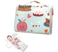 Reusable Changing pad Baby with Tissue Pocket Changing Pads for Changing Table with Built-in Pillow- Cartoon Cakes Cute Safari