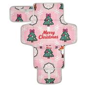 Reusable Changing pad Baby with Tissue Pocket Diaper Changing pad Travel with Built-in Pillow Pink Merry Christmas Tree and Fox