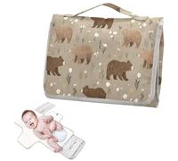 Reusable Changing pad Baby with Tissue Pocket Naughty Grassland Brown Bear Portable Diaper Changing pad Lightweight & Foldable Changing cambiador de pa?ales para Bebes
