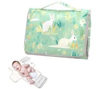 Reusable Changing pad Covers with Tissue Pocket Diaper mat Changing pad Travel with Built-in Pillow- Cartoon Kangaroo Mint Green
