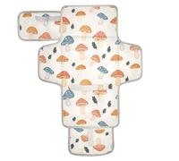 Reusable Changing pad Covers with Tissue Pocket Waterproof Changing pad for Baby with Built-in Pillow Cartoon Cute Mushroom Red Blue