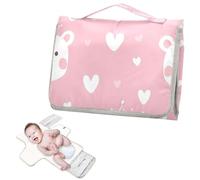 Reusable Changing pad for Baby with Tissue Pocket Cartoon Cute White Valentine Bear Portable Diaper Changing pad Lightweight & Foldable Changing cambiador de pa?ales para Bebes
