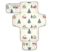 Reusable Changing pad for Baby with Tissue Pocket Diaper mat Changing pad Travel with Built-in Pillow Cute Winter Christmas Village Snowman
