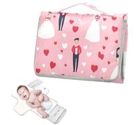 Reusable Changing pad Portable with Tissue Pocket Happy Valentines Cartoon Peach Wedding Bride Diaper Changing pad Portable for Moms, Dads cambiadores de pa?ales para Bebes