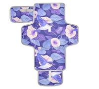 Reusable Changing pad with Tissue Pocket Changing Pads for Changing Table with Built-in Pillow Cartoon Purple Morning Glory Flowers Birds