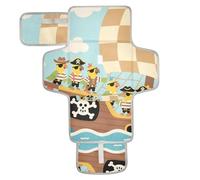 Reusable Changing pad with Tissue Pocket Diaper Changing pad Portable for Moms, Dads Cartoon Cute Parrot Pirate Blue Brown