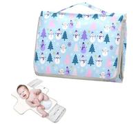 Reusable Changing pad with Tissue Pocket Winter Snowflakes Snowmen Christmas Portable Changing pad for Baby with Built-in Pillow cambiadores de pa?ales para Bebes