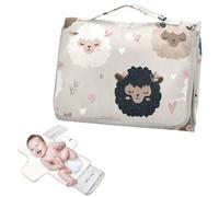 Reusable Changing Pads for Baby with Tissue Pocket Cartoon Cute Sheep Face Beige Waterproof Changing pad Lightweight & Foldable Changing cambiadores de pa?ales para Bebes