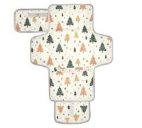 Reusable Changing Pads for Baby with Tissue Pocket Changing pad for Changing Table with Built-in Pillow Merry Christmas Tree Beige