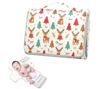 Reusable Changing Pads for Baby with Tissue Pocket Cute Christmas Oh Deer Reindeer Diaper Changing pad Travel with Built-in Pillow cambiadores de pa?ales para Bebes