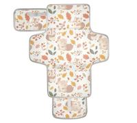 Reusable Changing Pads for Baby with Tissue Pocket Diaper mat Changing pad Travel with Built-in Pillow Cartoon Little Squirrel Cute Light Color