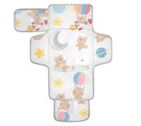 Reusable Changing Pads for Baby with Tissue Pocket Diaper mat Changing pad with Built-in Pillow Cartoon Cute Brown Teddy Bear