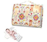 Reusable Changing Pads for Baby with Tissue Pocket Llama Flower Colorful Diaper Changing pad Travel with Built-in Pillow cambiador de pa?ales para Bebes