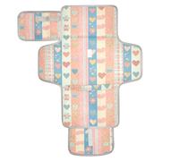 Reusable Changing Pads for Baby with Tissue Pocket Portable Changing pad for Baby with Built-in Pillow Stripe Pastel Hearts