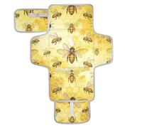 Reusable Changing Pads for Baby with Tissue Pocket Travel Changing pad for Baby Infant Travel Station Kit Detailed Yellow Black Honey Bee Art