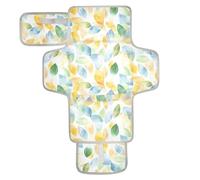 Reusable Changing Pads for Baby with Tissue Pocket Waterproof Changing pad for Baby with Built-in Pillow Watercolor Art Leaves Yellow Blue