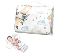 Reusable Changing Pads with Tissue Pocket Changing pad for Changing Table with Built-in Pillow- Cartoon Cute Color Plane