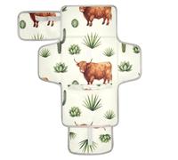 Reusable Changing Table mat with Tissue Pocket Changing pad for Changing Table with Built-in Pillow Cute Scottish Highland Cow Succulent Cactus