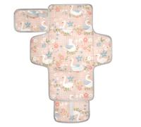Reusable Changing Table mat with Tissue Pocket Changing Pads for Changing Table for Moms, Dads Peach Spring Plaids Swan