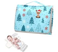 Reusable Changing Table mat with Tissue Pocket Christmas Tree Snowflake Blue Portable Changing pad for Baby with Built-in Pillow cambiadores de pa?ales para Bebes