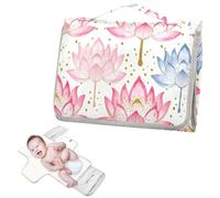 Reusable Changing Table mat with Tissue Pocket Portable Diaper Changing pad Infant Travel Station Kit- Flower Peach Summer Boho