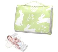 Reusable Changing Table pad with Tissue Pocket Happy Easter Cartoon White Rabbit Egg Green Portable Changing pad for Baby Lightweight & Foldable Changing cambiadores de pa?ales para Bebes