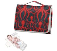 Reusable Changing Table pad with Tissue Pocket octopodes Red Black Ocean Sea Diaper Changing pad Travel with Built-in Pillow cambiadores de pa?ales para Bebes
