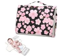 Reusable Changing Table pad with Tissue Pocket Pink Japanese Zephyr Cherry Blossoms Waterproof Pads for Baby with Built-in Pillow cambiador de pa?ales para Bebes