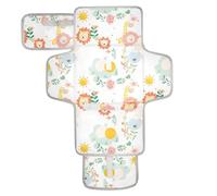 Reusable Changing Table Pads with Tissue Pocket Baby Portable Changing pad Infant Travel Station Kit Zoo Animal Cartoon Cream Color