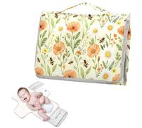 Reusable Changing Table Pads with Tissue Pocket Cute Bee Wildflowers Boho Portable Diaper Changing pad Lightweight & Foldable Changing Station cambiadores de pa?ales para Bebes