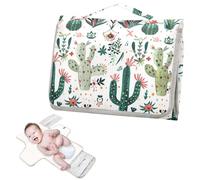 Reusable Changing Table Pads with Tissue Pocket Portable Diaper Changing pad with Built-in Pillow- Plant Cacti Boho Pattern Mexican Folk Art