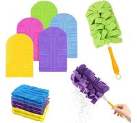 Reusable Chenille Microfiber Dust Duster, Reusable Duster with Removable Washable Cloth Covers, 360°Electrostatic Duster Refills, Multi-Surface Dusting Mop for Efficient Home Cleaning (1 Set)