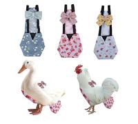 Reusable Chicken Diapers 3-Piece Set - Waterproof Washable Poultry Nappies with Bow Ties for Bantam Hens, Ducks, Geese & Silkies Pet Bird Accessories(3Pcs-Graphic,Small)(3Pcs-Floral,S)